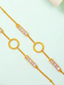 Unniyarcha Gold-Plated Artificial Stones and Beads Anklet