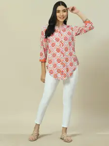 Rangriti Floral Print Shirt Style Top