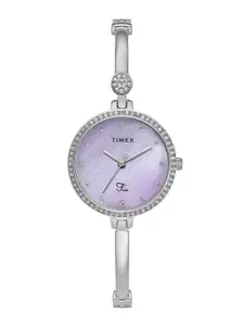 Timex Women Brass Embellished Dial & Bracelet Style Straps Analogue Watch TWEL18400