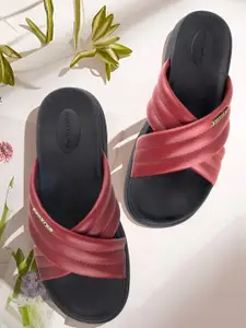 Red Tape Women Embossed Sliders