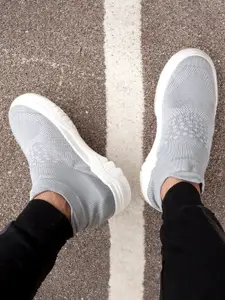 Bxxy Men Grey Mesh Elevator Formal Moccasin Mid-Top Running Non-Marking Shoes