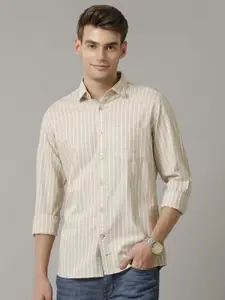 CAVALLO by Linen Club Contemporary Slim Fit Striped Spread Collar Casual Shirt