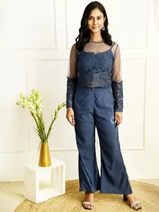 BAESD Top With Shoulder Strap Bra & bell bottom pants Co-Ords set