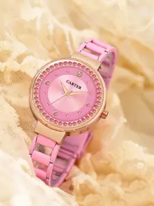 Sandy D Carter Women Round Embellished Dial Analogue Watch Sandy D Carter-138-PK