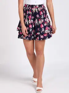 VAHSON Printed Layered Above Knee Length Short A-Line Skirt