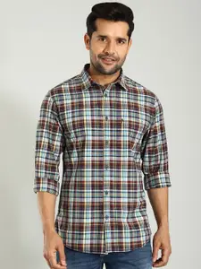 Indian Terrain Men Chiseled Skinny Fit Tartan Checks Opaque Checked Casual Shirt
