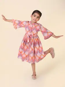 Fabindia Printed Cotton Bell Sleeve Fit & Flare Midi Dress