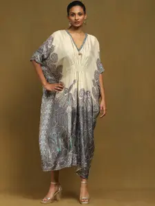 Ritu Kumar Women Dyed Flared Sleeves Sequinned Kaftan Kurta