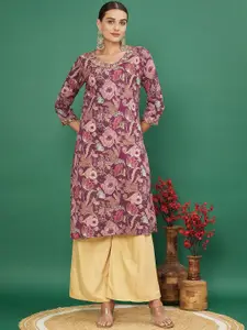 Vbuyz Women Ethnic Motifs Flared Sleeves Thread Work Floral Kurta