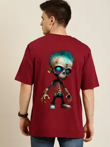 Elibolz Men Printed Raw Edge T-shirt
