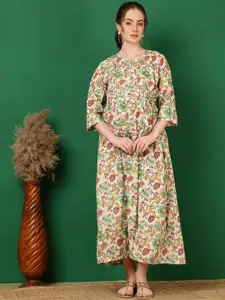 Nayo Floral Print Maternity Maxi Midi Dress