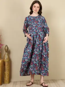 Nayo Floral Print Maternity A-Line Maxi Dress