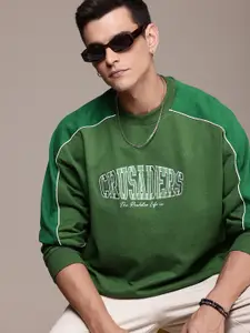 The Roadster Life Co. Typography Embroidered Oversized Pullover Sweatshirt