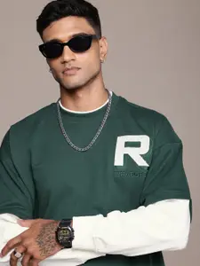 The Roadster Life Co. Oversized Fit Colourblocked Applique Detailing Pullover Sweatshirt