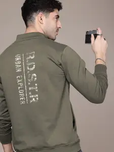 The Roadster Life Co. Typography Printed Mock Collar Sweatshirt