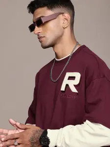 The Roadster Life Co. Oversized Fit Colourblocked Applique Detailing Pullover Sweatshirt