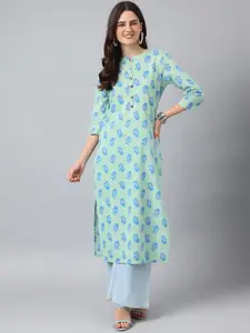 ANANDITA Women Quirky Printed Flared Sleeves Sequinned Kurta