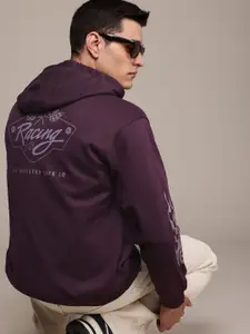 The Roadster Life Co. Typography Printed Hooded Relaxed Fit Sweatshirt