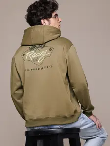 The Roadster Lifestyle Co. Printed Hooded Relaxed Sweatshirt