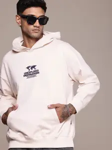 The Roadster Life Co. Typography Printed Hooded Relaxed Fit Sweatshirt