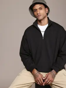 The Roadster Life Co. Solid Mock Collar Oversized Sweatshirt