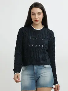 Tommy Hilfiger Women Cable Knit Solid Pullover