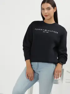 Tommy Hilfiger Women Solid Printed Sweatshirt