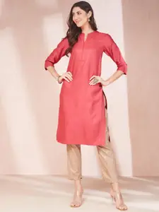 Fabindia Women V Neck Calf Length Long Kurta