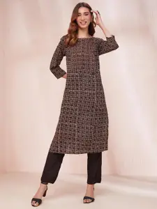 Fabindia Women Geometric Checked cotton Kurta