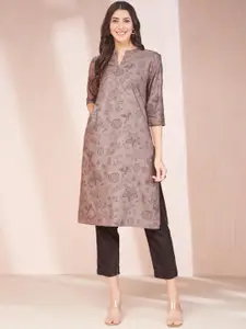 Fabindia Women Keyhole Neck Cold-Shoulder Sleeves Kurta
