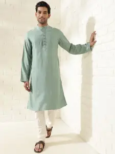 Fabindia Men Thread Work Slim Fit Kurta