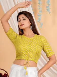 YASH GALLERY Women Geometric Printed Cotton Saree Blouse