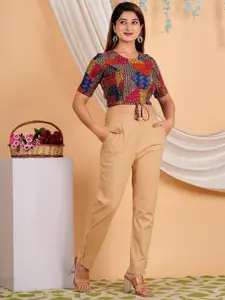 YASH GALLERY Geomatrical Patch Printed Saree Blouse