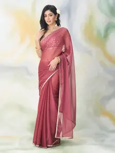 kasee Solid  Mirror Work Saree
