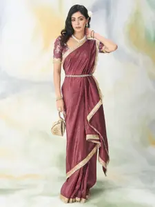 kasee Embroidered Organza Saree With Blouse Piece