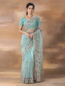 kasee Floral Embroidered Net Saree