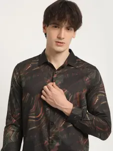 THE BEAR HOUSE Men Abstract Graphic Print Slim Fit Casual Shirt