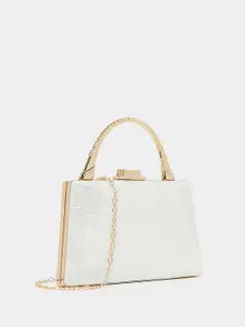 Styli Women White Metallic Top Handle Minaudiere Handbag