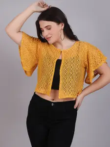 Dressitude Women Embroidered Button Shrug