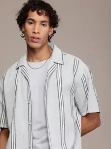 The Roadster Life Co. Relaxed Fit Self Striped Drop-Shoulder Sleeves Casual Shirt