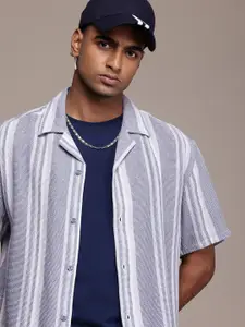 The Roadster Life Co. Knitted Opaque Striped Relaxed Fit Casual Shirt