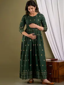 Mialo fashion Ethnic Motifs Printed Maternity Ethnic Maxi Dress