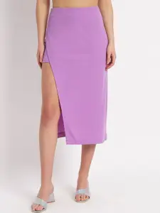 Zastraa Side Slit Straight Midi Skirt With Attached Inner Shorts