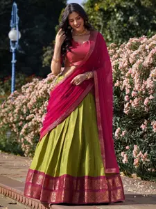 LOOKNBOOK ART Semi-Stitched Lehenga & Unstitched Blouse With Dupatta