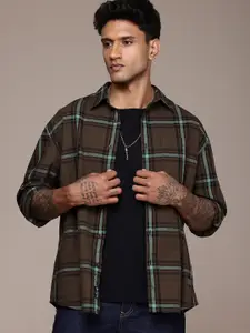 The Roadster Life Co. Relaxed Fit Checked Drop-Shoulder Sleeves Pure Cotton Casual Shirt