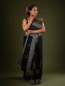 De Loom Ethnic Motifs Pure Cotton Block Print Saree