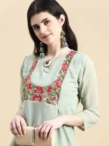 GRANTH FASHION Floral Print Puff Sleeve Georgette Top