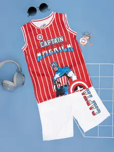 Pantaloons Junior Boys Round Neck Striped Top with Shorts