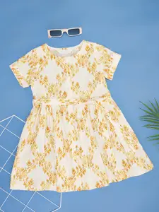 AKKRITI BY PANTALOONS Girls Floral Print Fit & Flare Dress