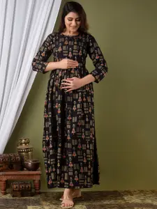 Mialo fashion Ethnic Motifs Printed Maternity Ethnic Maxi Dress